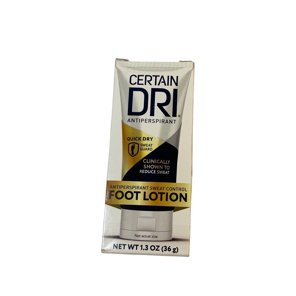 Certain Dri Antiperspirant Foot Lotion Quick Dry‎ Sweat Control 1.3 oz 36g Tube